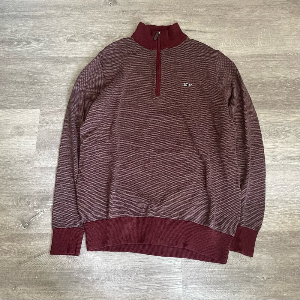 Vineyard Vines Maroon 1/4 Zip Pullover Sweater Size Small
